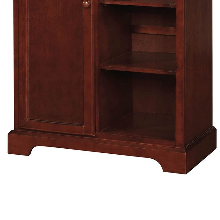 Wooden Closet Storage With Four Open Shelves In Cherry Brown