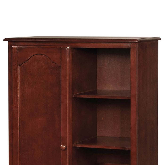 Wooden Closet Storage With Four Open Shelves In Cherry Brown