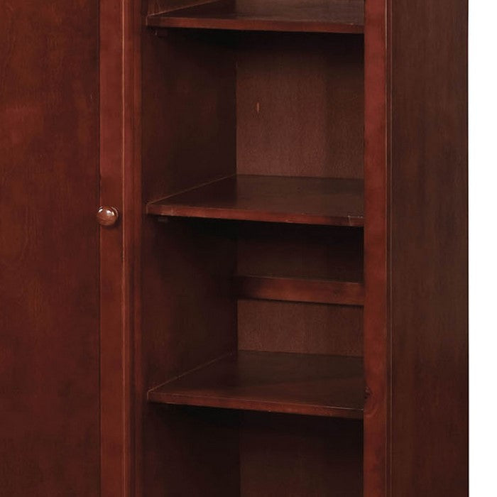 Wooden Closet Storage With Four Open Shelves In Cherry Brown