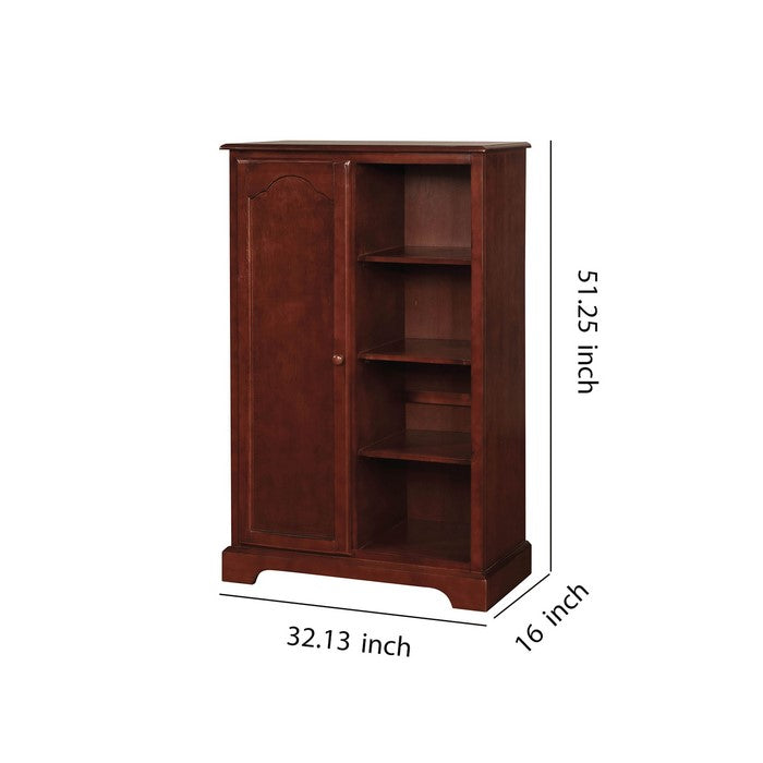 Wooden Closet Storage With Four Open Shelves In Cherry Brown