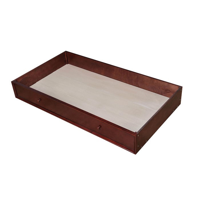 Transitional Style Wooden Trundle With Casters In Cherry Brown