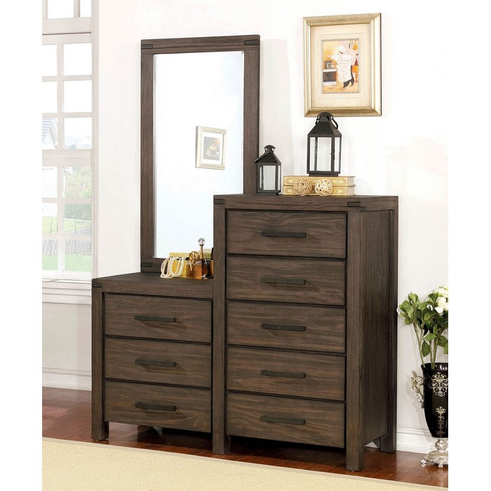 8 Drawer Wooden Dresser With Mirror In Brown