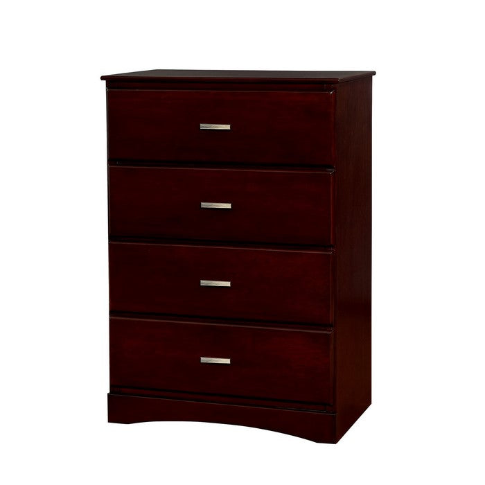4 Drawer Wooden Chest In Transitional Style, Cherry Brown