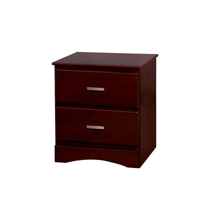 2 Drawer Wooden Night Stand In Transitional Style, Cherry Brown