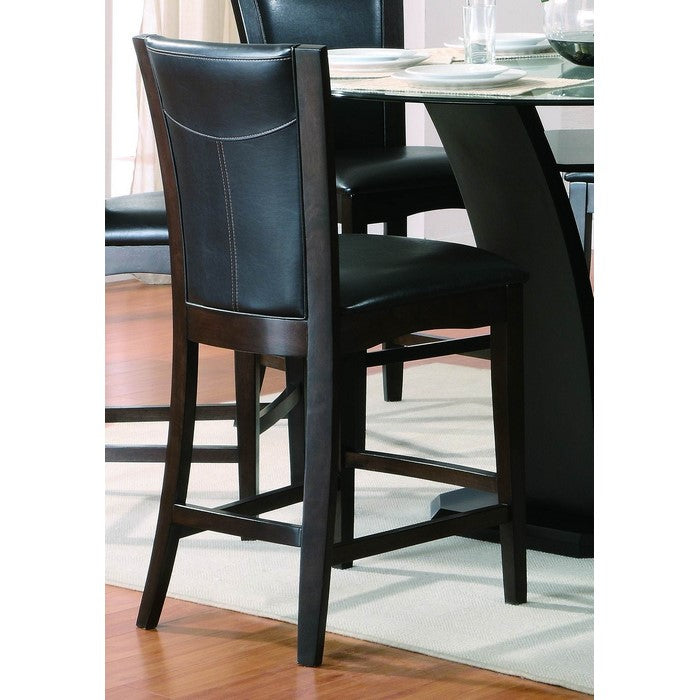 Leather Upholstered Counter Height Chair In Dark Brown Finish, Set Of 2