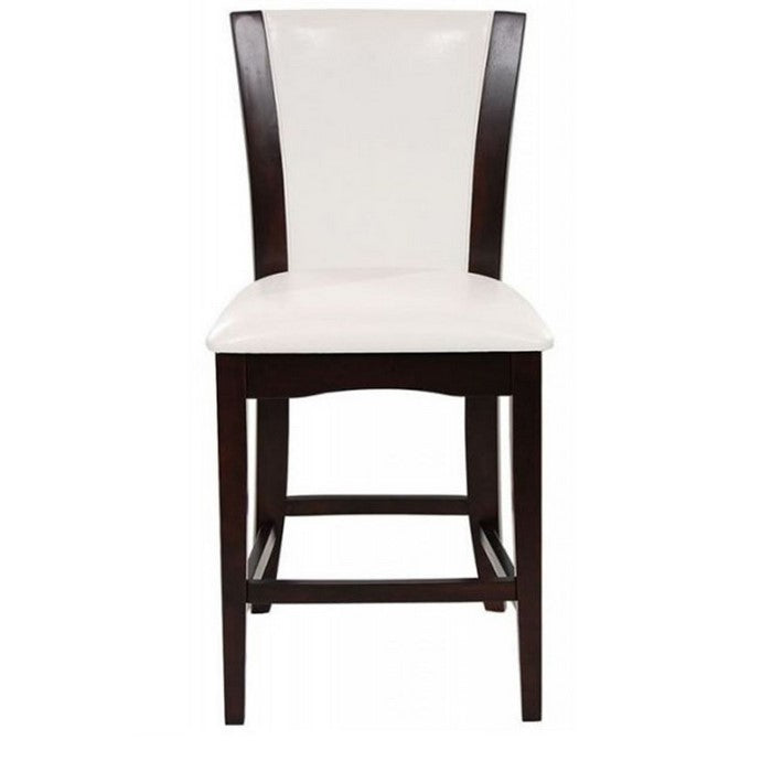 Leather Upholstered Counter Height Chair, Set Of 2, Brown and White