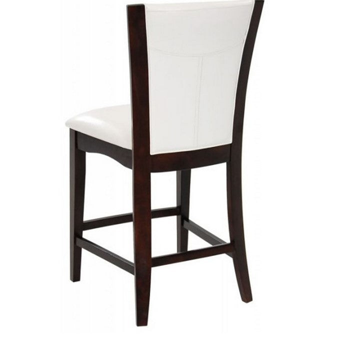 Leather Upholstered Counter Height Chair, Set Of 2, Brown and White