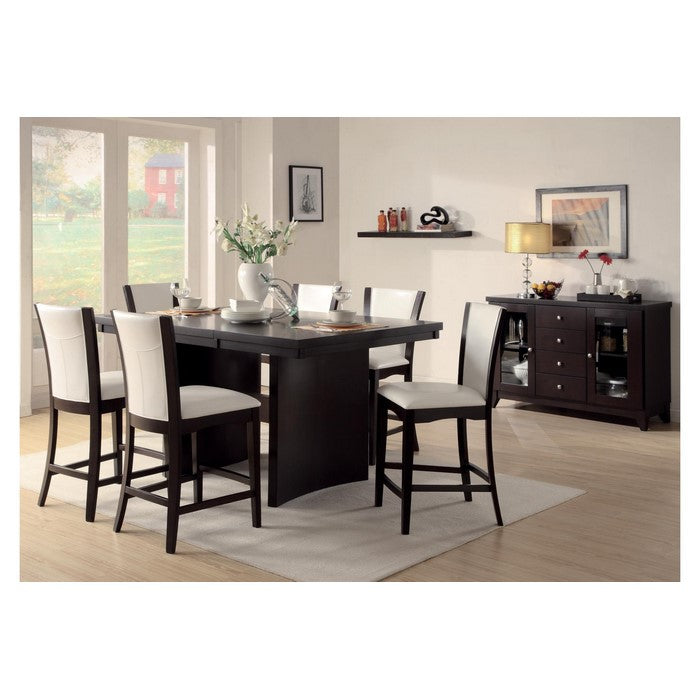Leather Upholstered Counter Height Chair, Set Of 2, Brown and White