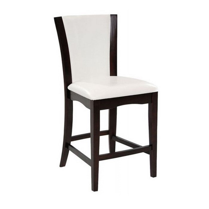 Leather Upholstered Counter Height Chair, Set Of 2, Brown and White