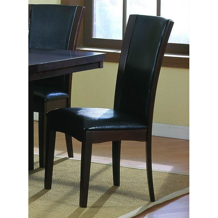 Leather Upholstered Side Chair In Dark Brown, Set Of 2