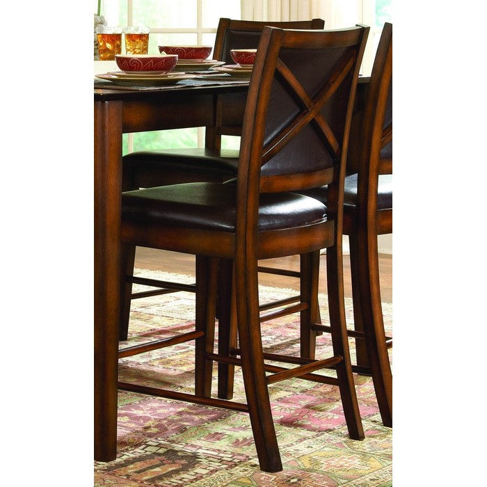 Dual Tone Leather Upholstered Counter Height Chair, Brown,  Set Of 2