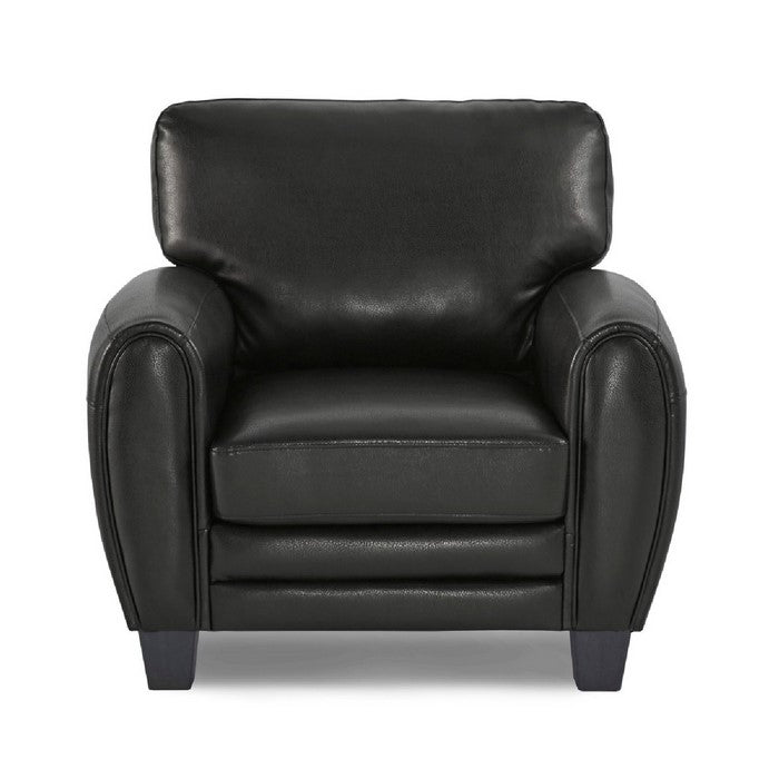Cushioned Accent Chair Upholstered In Black Bonded Leather