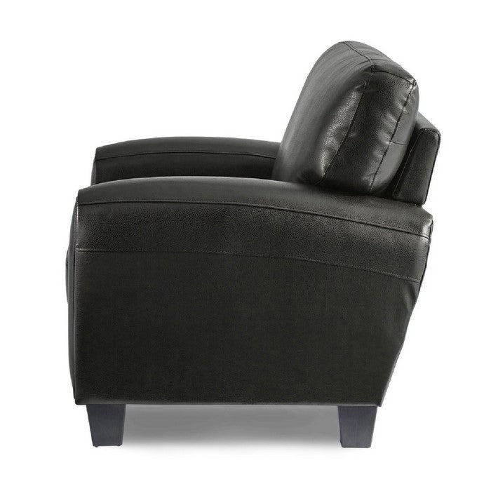Cushioned Accent Chair Upholstered In Black Bonded Leather