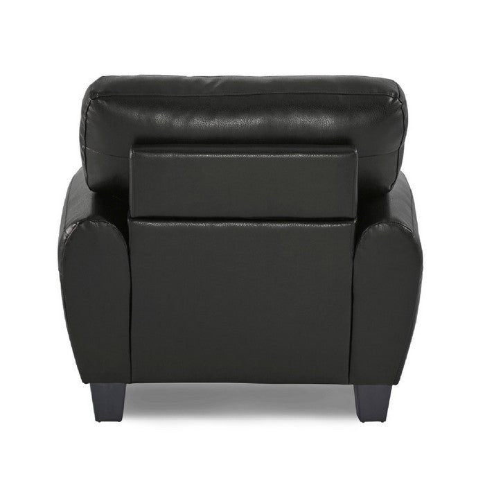 Cushioned Accent Chair Upholstered In Black Bonded Leather