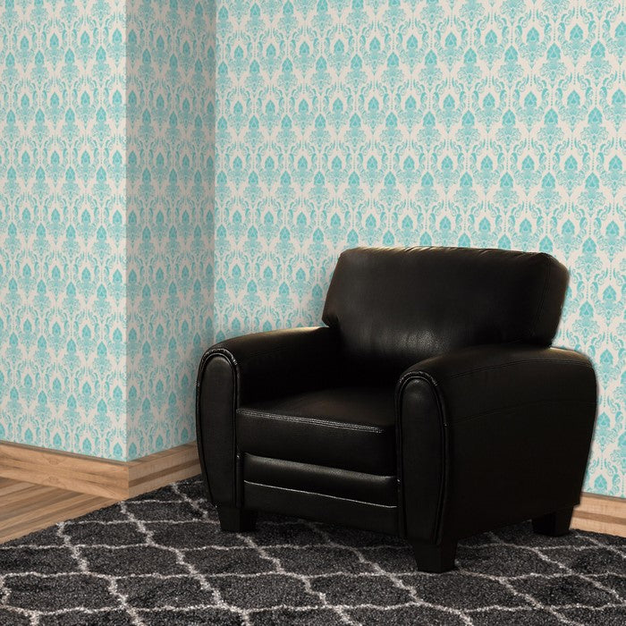 Cushioned Accent Chair Upholstered In Black Bonded Leather