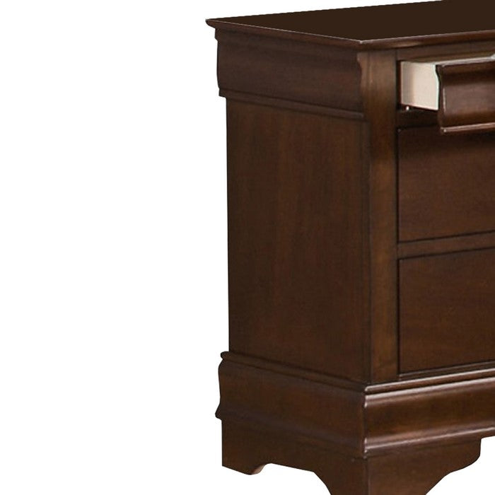 Wooden Night Stand With Hidden Drawer, Cherry Brown