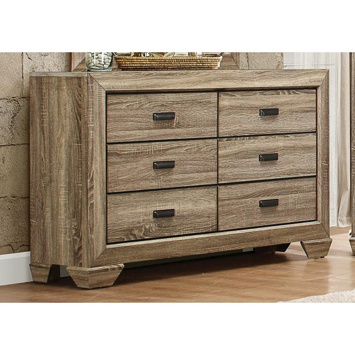6 Drawer Wooden Dresser In Rustic Brown