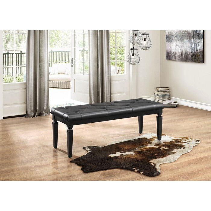Faux Leather Tufted Wooden Bed Bench, Black