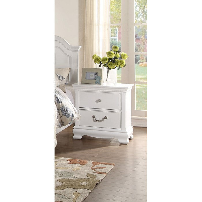 Wooden Night stand With 2 Drawers, White