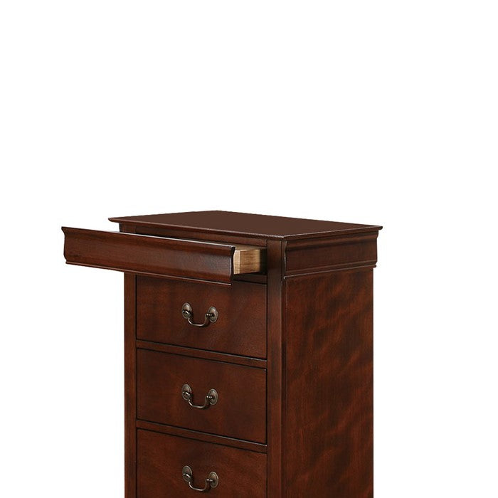 Wooden Lingerie Chest With Hidden Drawer, Cherry Brown