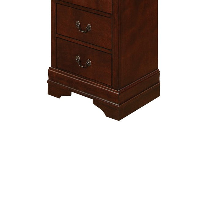 Wooden Lingerie Chest With Hidden Drawer, Cherry Brown