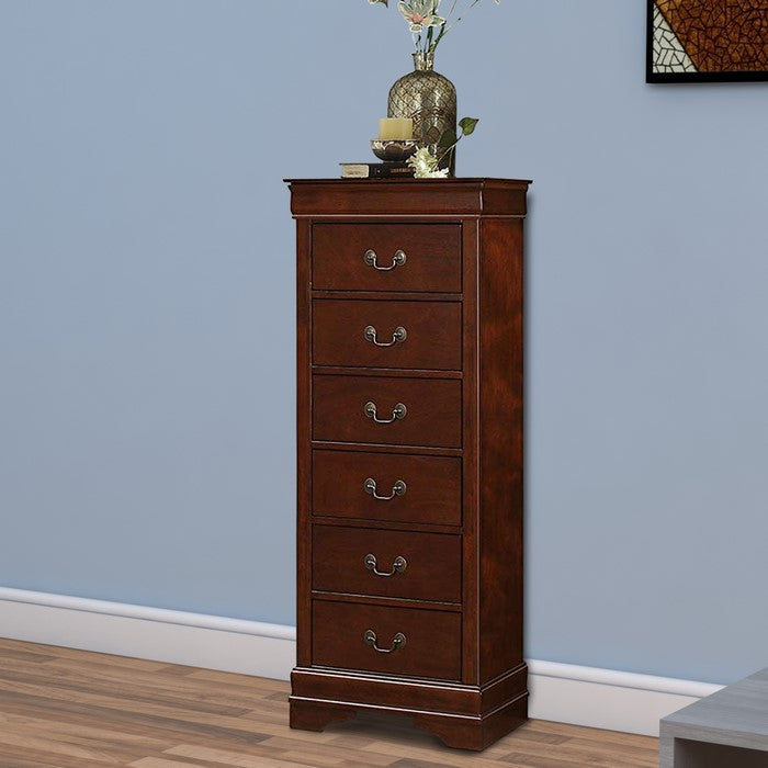 Wooden Lingerie Chest With Hidden Drawer, Cherry Brown