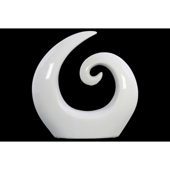 Abstract Spiral Sculpture In Ceramic, Large, Glossy White