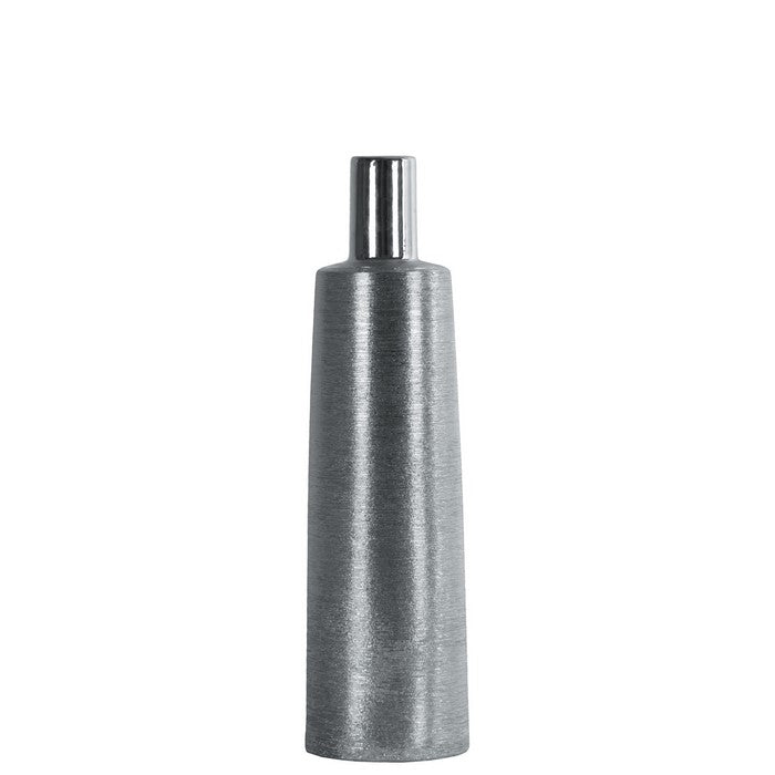 Narrow Mouth Ceramic Round Bottle Vase With Long Neck, Medium, Silver