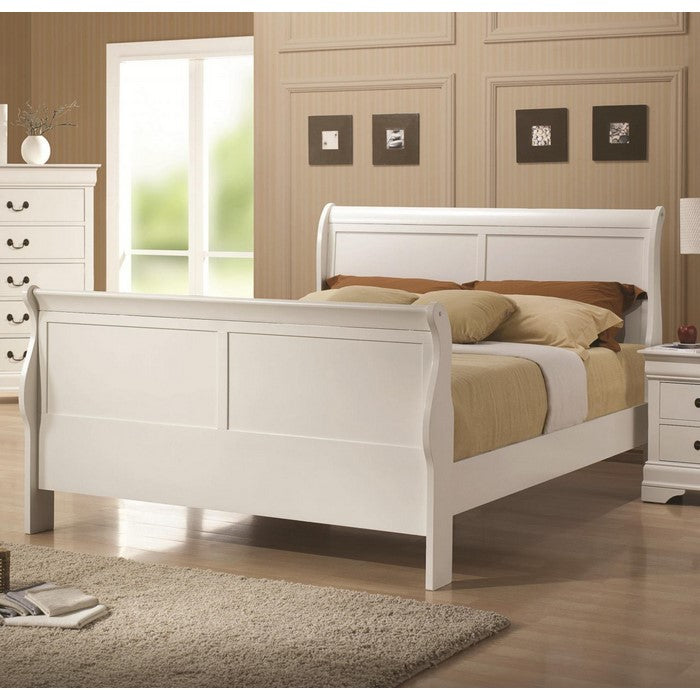 Wooden Twin Size Sleigh Bed, White