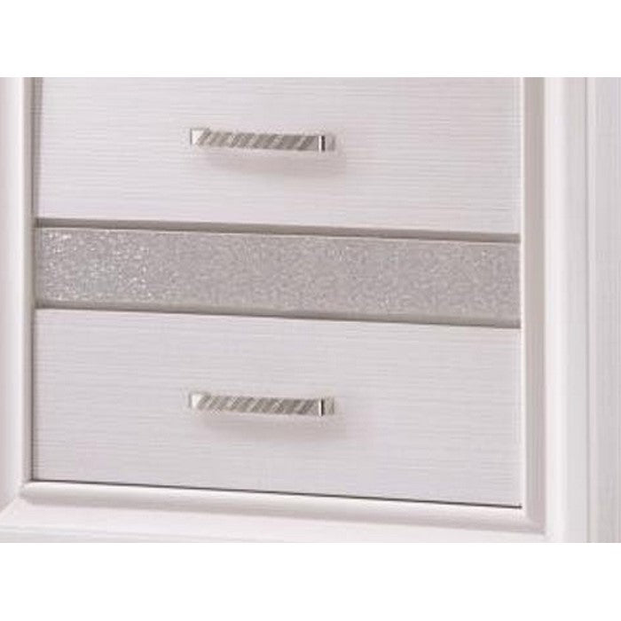 Wooden Nightstand with Hidden Jewelry Tray, White