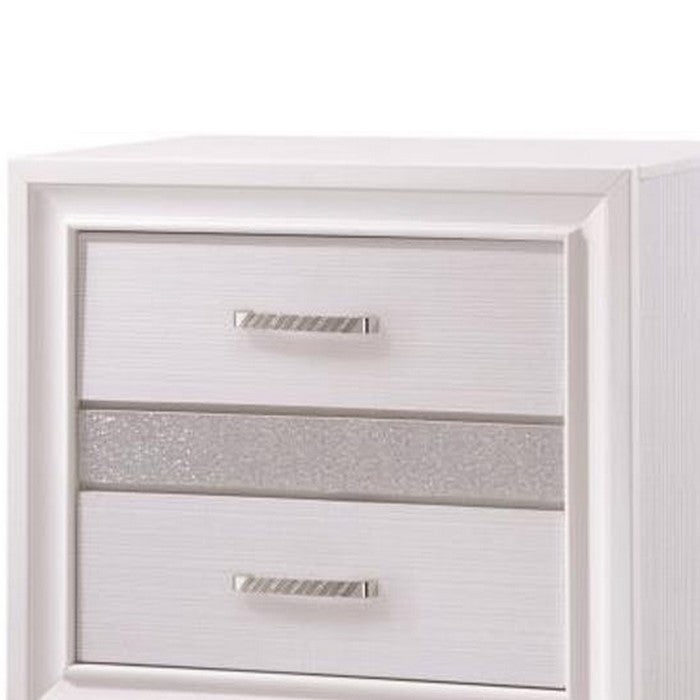 Wooden Nightstand with Hidden Jewelry Tray, White