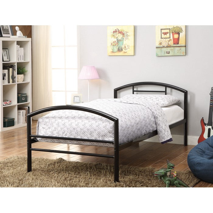 Tube Shaped Metal Twin Size Bed In Black