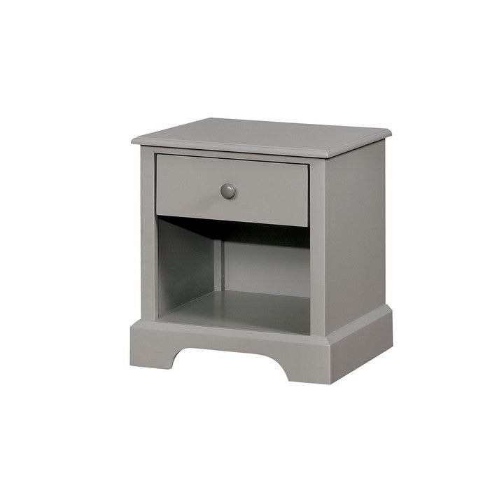 Transitional Solid Wood Night Stand With Spacious Storage, Gray