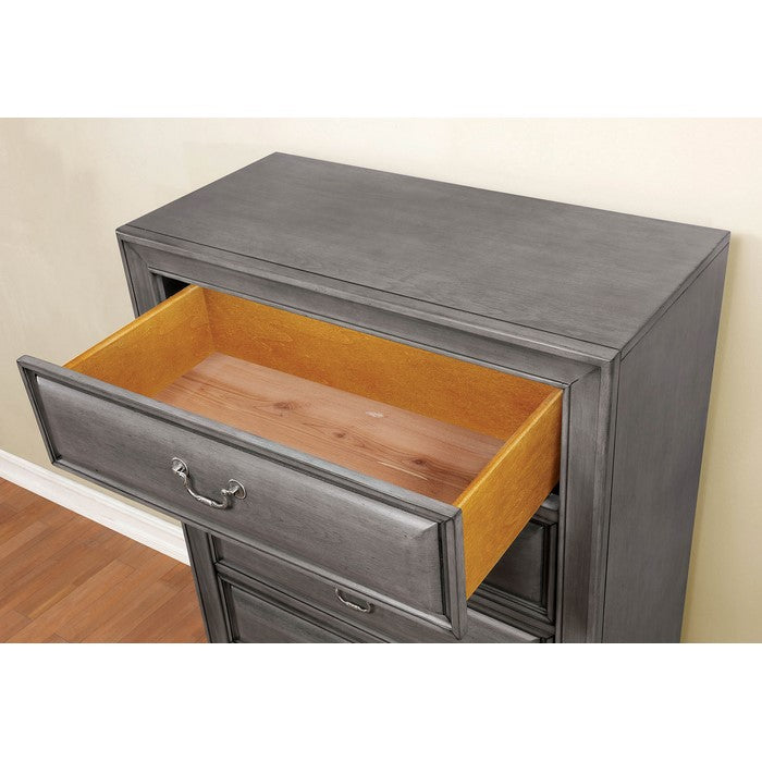 Transitional Wood Night Stand With Night Light, Gray