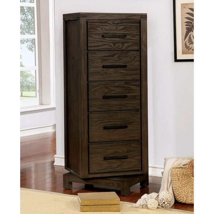 Rustic Style Solid Wood Swivel Chest with Drawers, Brown