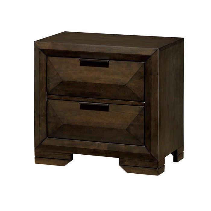 Contemporary Wood Night Stand With Felt-Lined Top Drawers, Espresso Brown