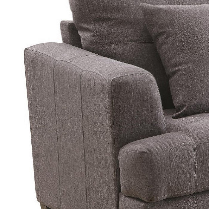 Transitional Fabric & Wood Chair With Cushioned Seat & Back, Gray