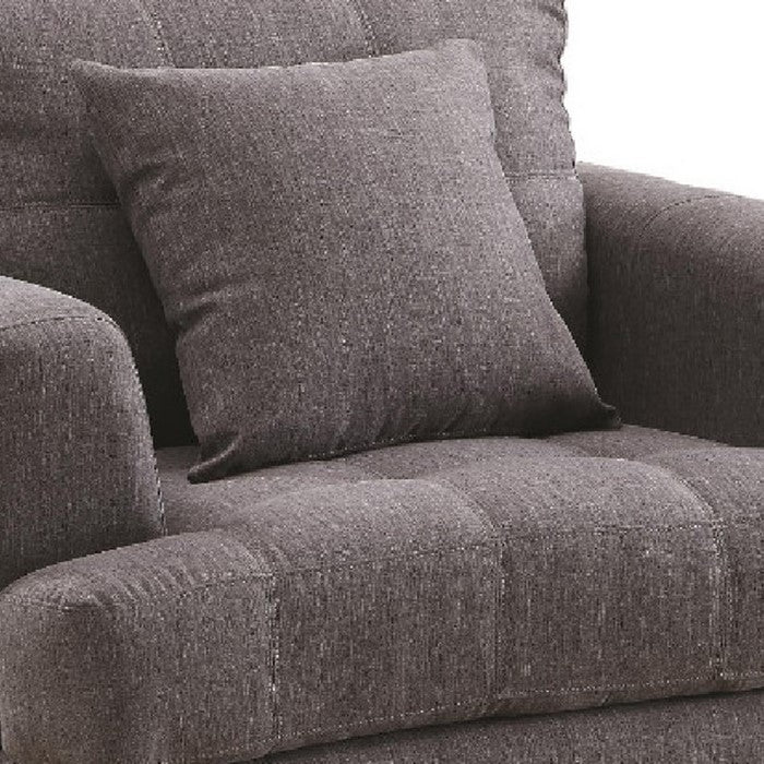 Transitional Fabric & Wood Chair With Cushioned Seat & Back, Gray