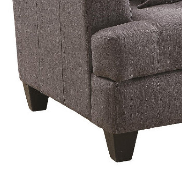 Transitional Fabric & Wood Chair With Cushioned Seat & Back, Gray