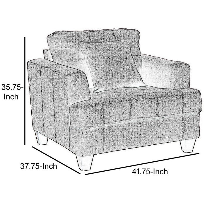 Transitional Fabric & Wood Chair With Cushioned Seat & Back, Gray