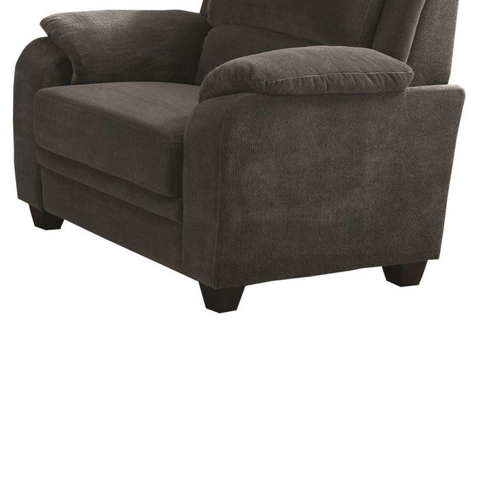 Transitional Wood & Chenille Chair With Cushioned Armrests, Gray