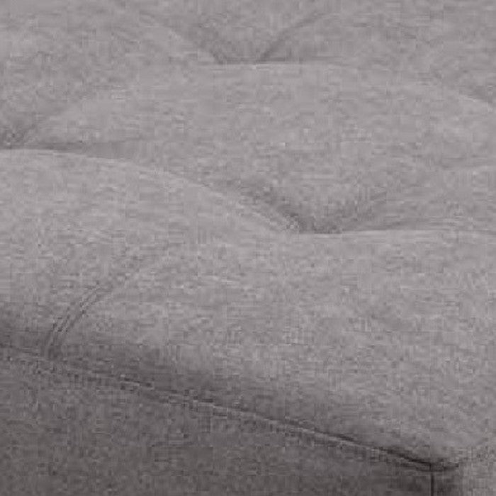 Transitional Fabric & Wood Ottoman With Subtle Tufting, Gray