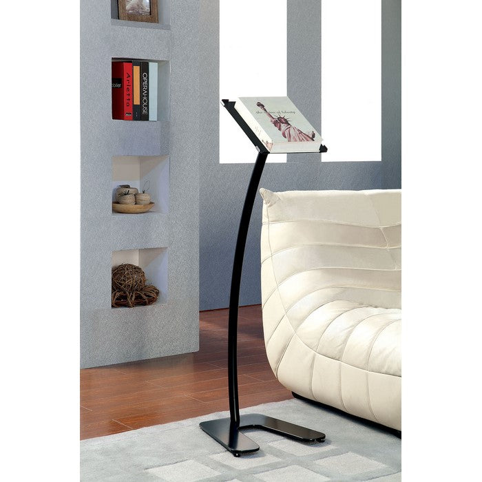 Modern Style Curved Metal Book Stand with Rotating Top, Black