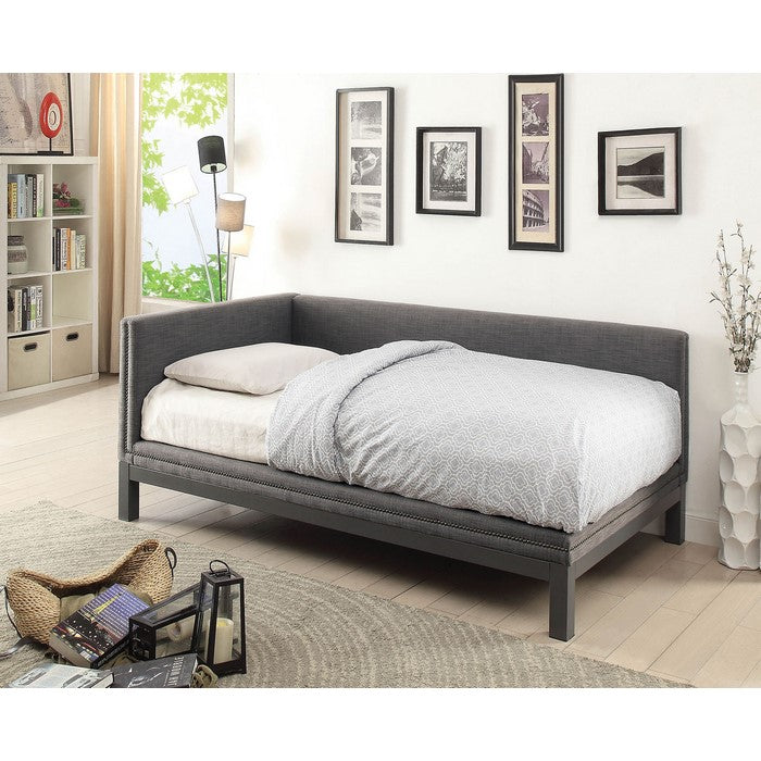 Fabric Upholstered Wooden Twin Size Daybed, Gray