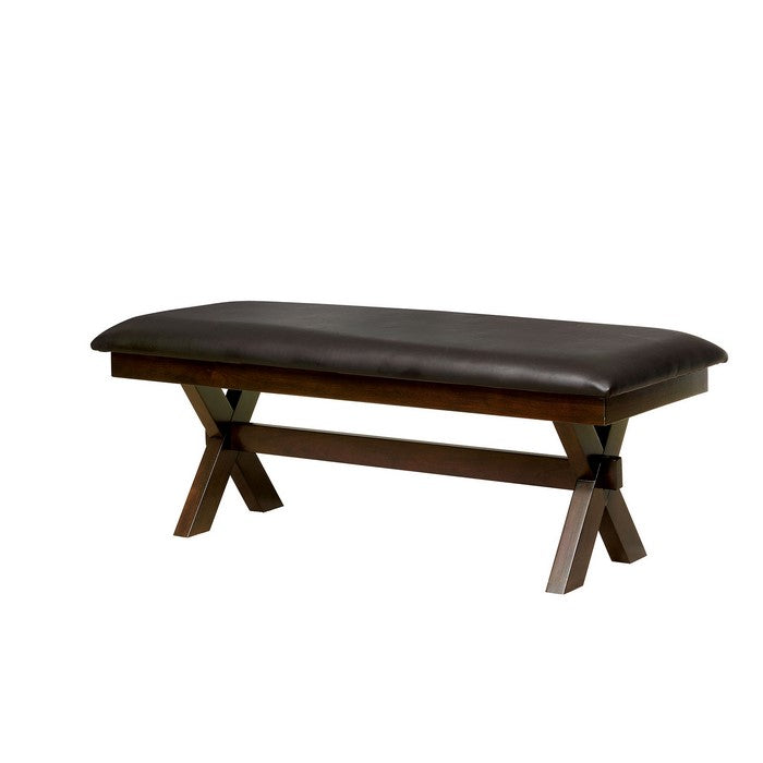 Leatherette Upholstered Wooden Bench, Dark Brown
