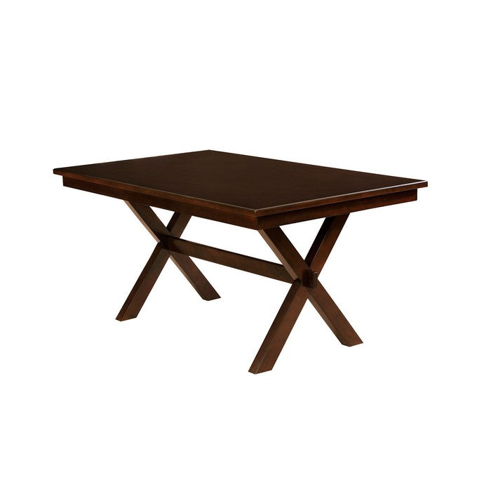 Rectangular Solid Wood Dining Table with Trestle Base, Dark Cherry Brown