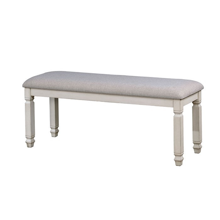 Fabric Upholstered Wooden Bench, White