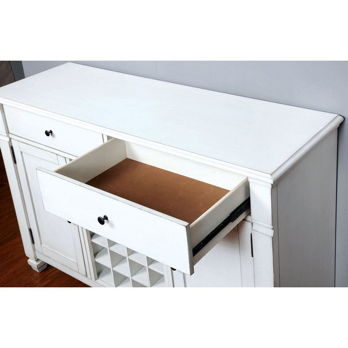 Wooden Server with Two Door Cabinets and Two Drawers, White
