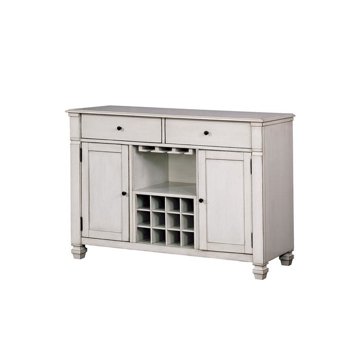 Wooden Server with Two Door Cabinets and Two Drawers, White