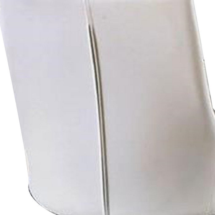 Leatherette Upholstered Metal Side Chair with Tapered Legs, Pack of Two, White and Silver